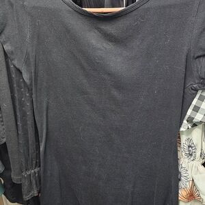 Women's Black Short Sleeve Tee With Lace Bottom